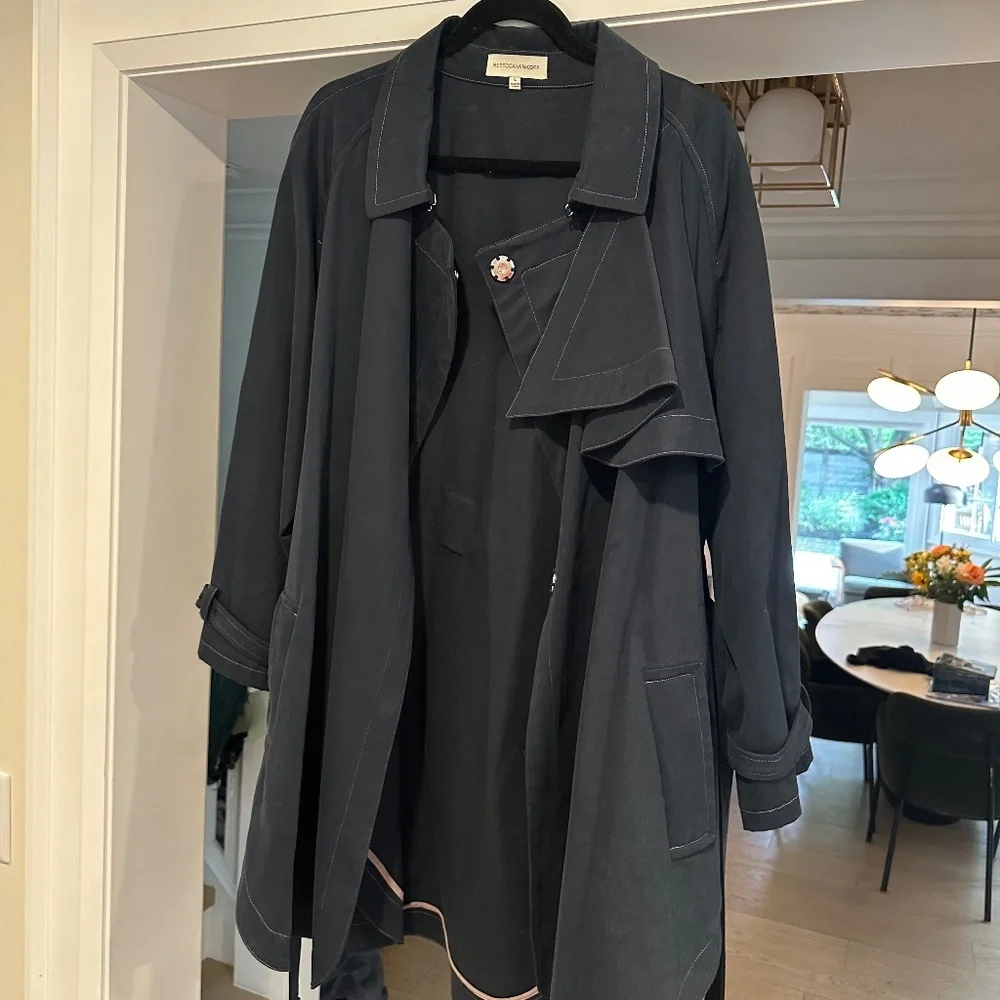 SOLD - Rebecca Minkoff Navy Blue Trench Coat - Size L - Picture 4 of 13